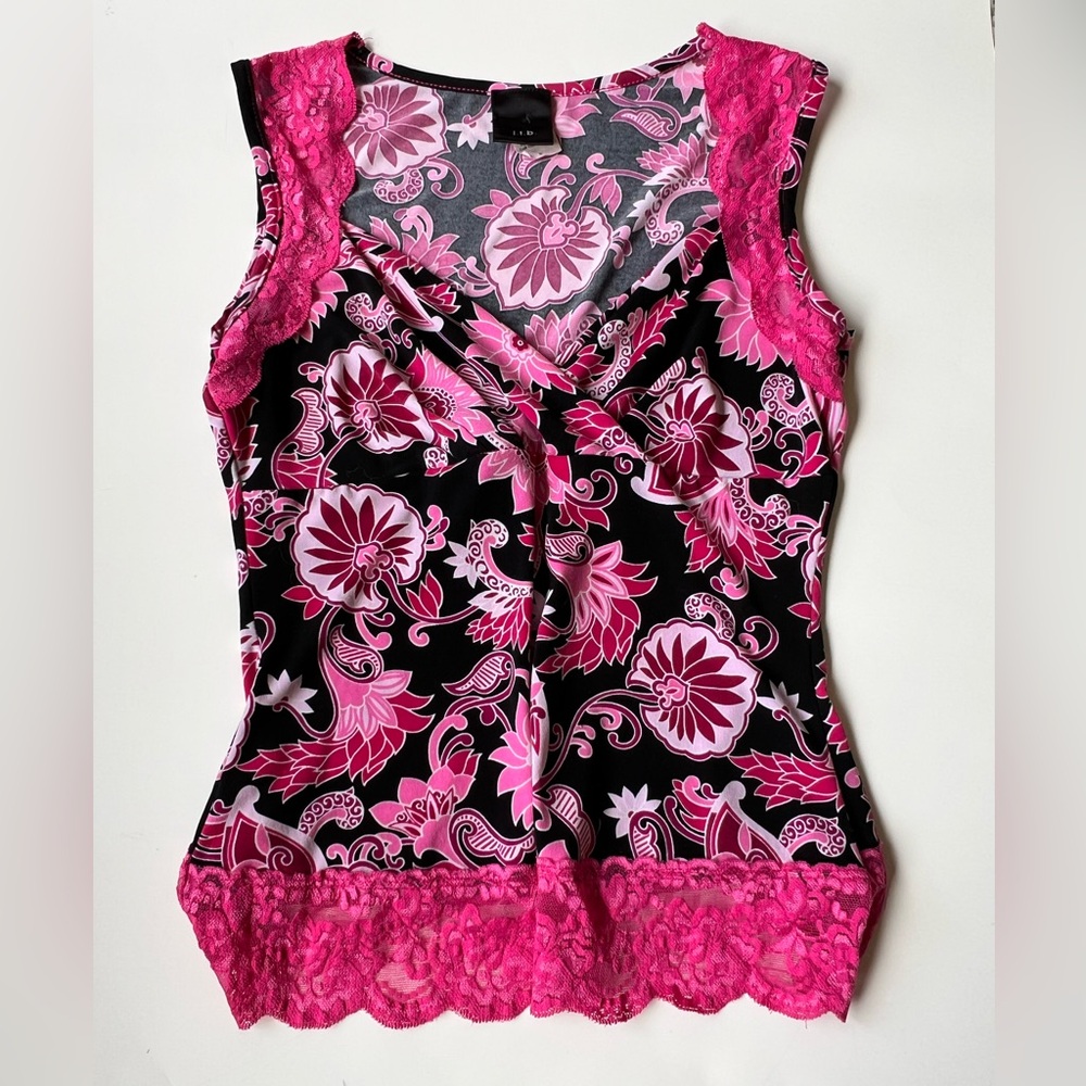 Y2K Hot Pink Paisley Top
